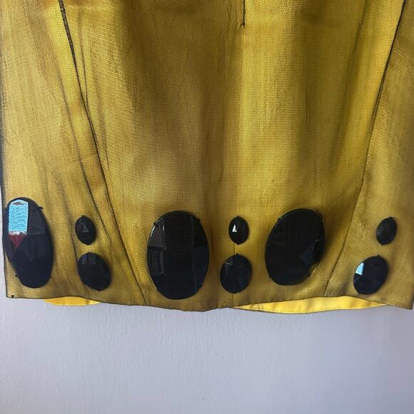 Zac Posen Chartreuse Embellished Pencil Skirt Size 0 - Picture 12 of 14